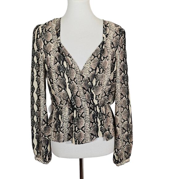 LPA Pinched Shoulder Top in Tan Snake Print Size M - Picture 6 of 11